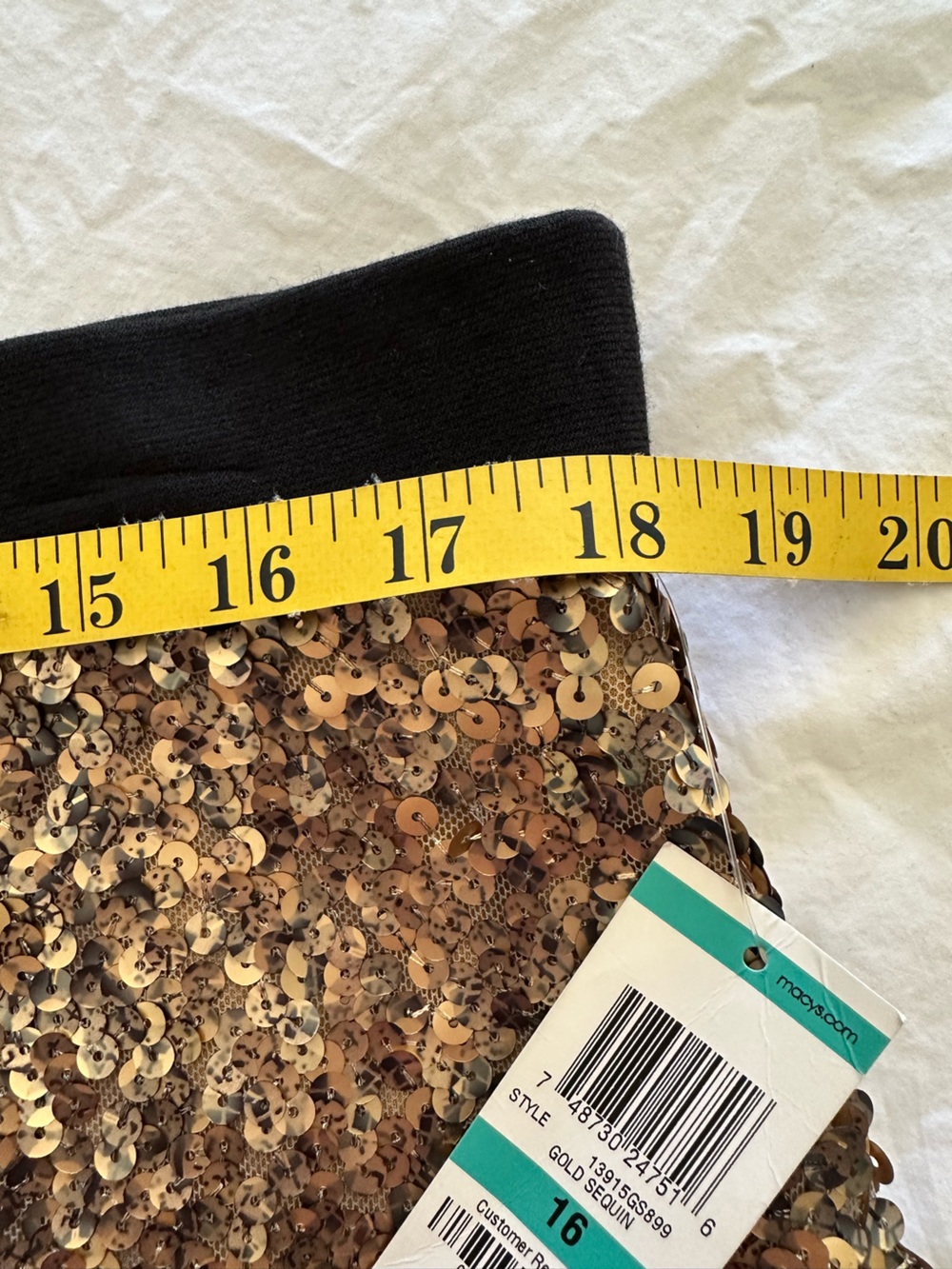 INC International Concepts NWT Gold Sequin Mini Skirt, size 16 - Picture 5 of 12